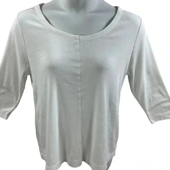 J Jill Perfect Pima Collection L Top 100% Pima Cotton Round Neck 3/4 Sleeve Tee - Picture 7 of 9